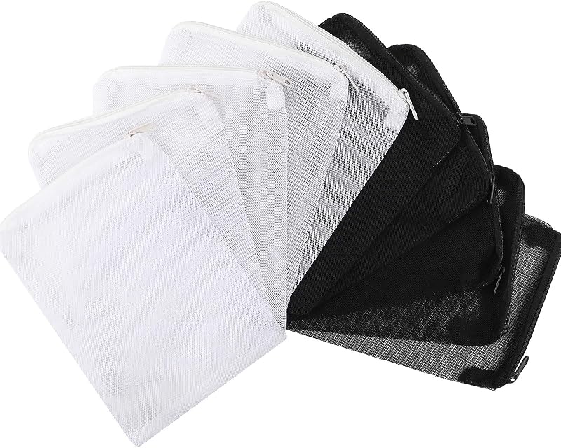 DEPEPE Aquarium Filter Media Bags 10 Pack 7.8x5.9in Zipper Mesh | Large Mesh, Zipper Closure, 5 White and 5 Black Bags, for Activated Carbon Ceramic Rings Biospheres and Filter Media