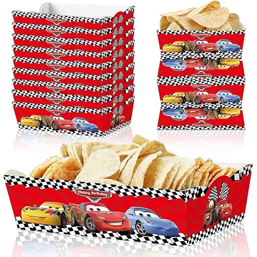 40 Pack Cars Birthday Party Supplies, Cars Food Tray Race Car Party Favors Paper Food Serving Tray Paper Trays