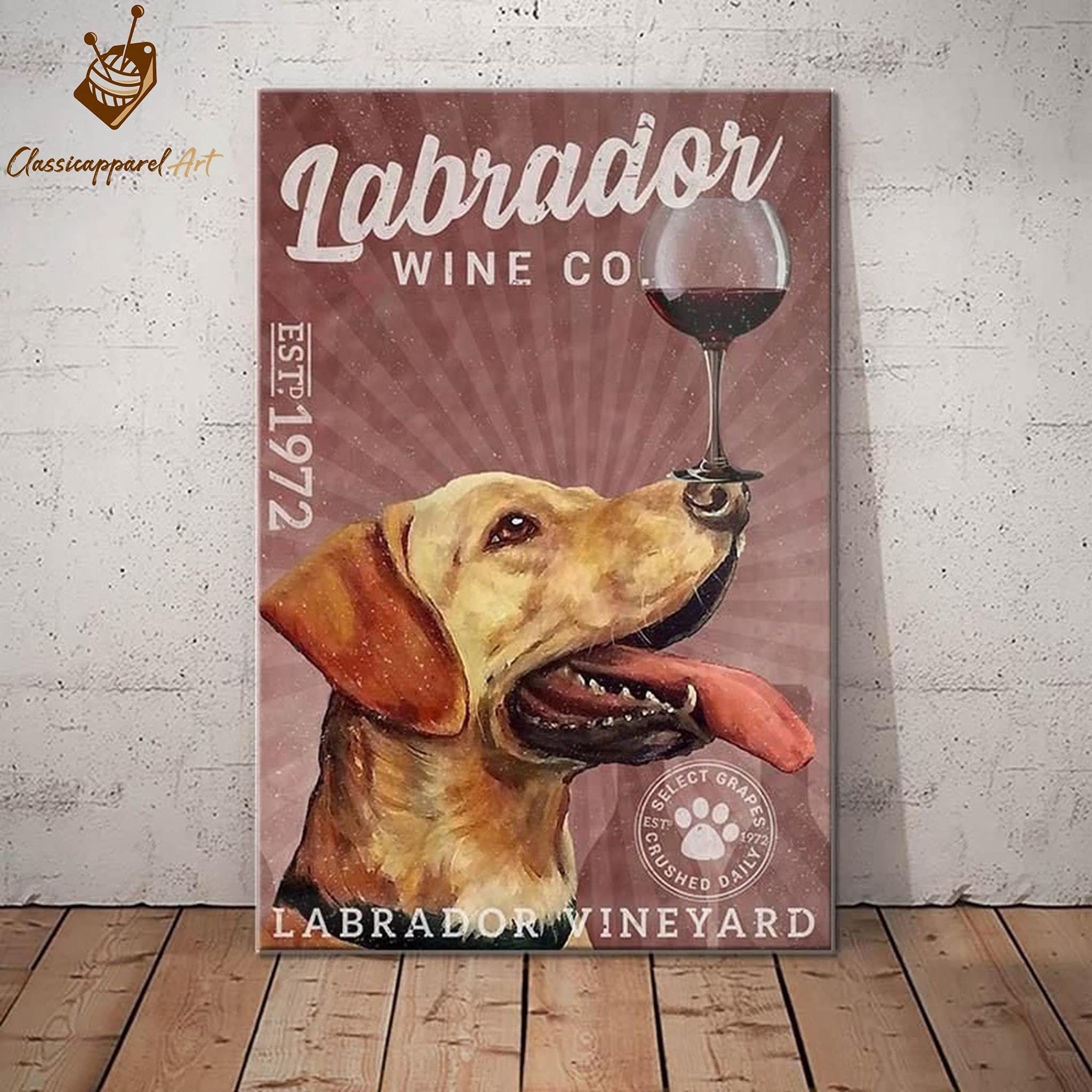 Bioprocess Tinpostera7966 Labrador Retriever Dog Wine Metal Sign Decor Wall Art Poster 8X12 Inch
