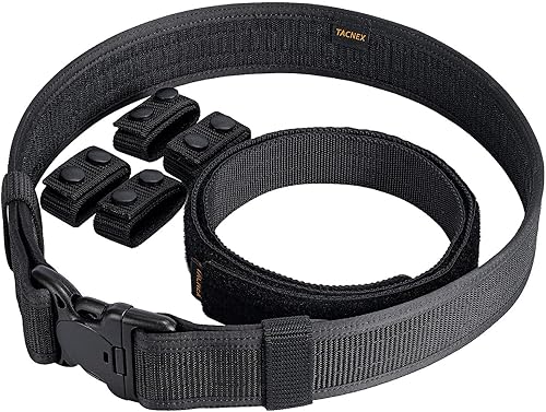 Miniatura 10 de TACNEX Cinturón de trabajo con forro de gancho de 2 pulgadas, cinturones de servicio policial de nailon exteriorinterior con 4 protectores de
