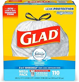 Glad OdorShield Trash Bag, White