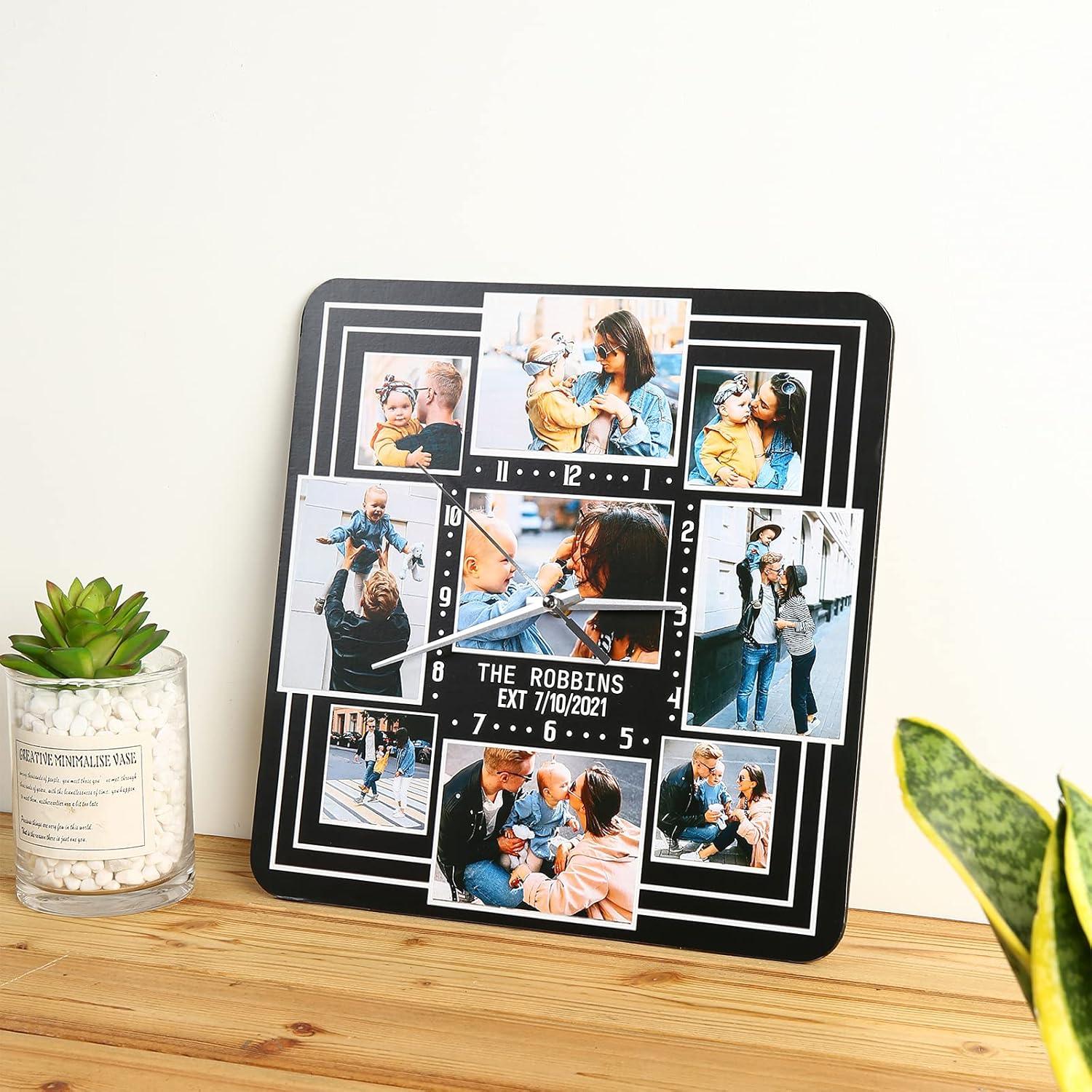 Wall Clocks Personalized, Custom Photo Clock DIY Wall Clock, Family Wall Decor Wall Clocks Personalized Wall Clock for Couples Newlyweds Friends Family Bedroom Home Birthday Wedding