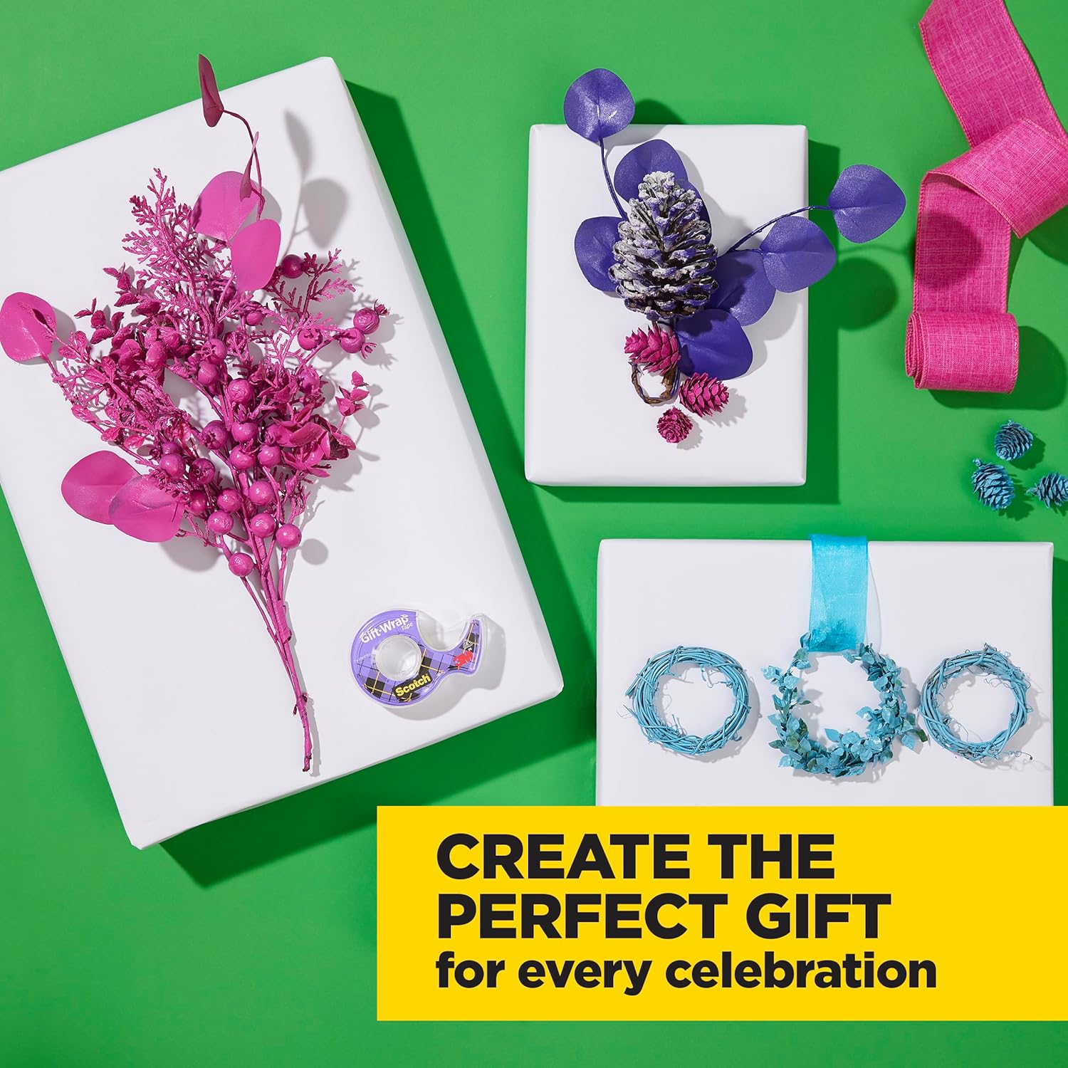 Scotch Tape Gift Wrap Tape, 19mm Wide x 10.1m, 3 Rolls in Dispensers - Image 4