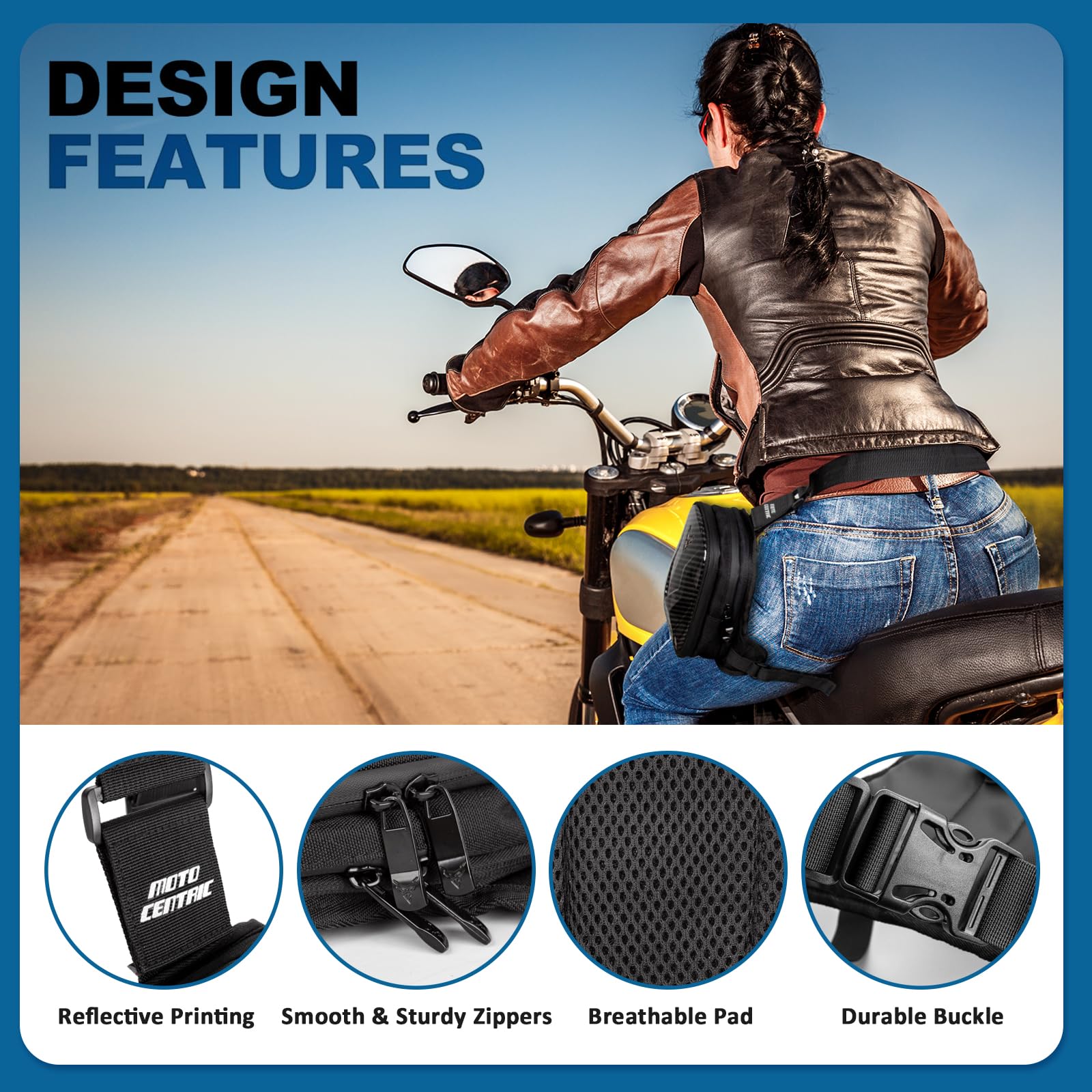Riñonera para motocicleta con correas ajustables y extraíbles, almacenamiento expandible, reflectante, impermeable, para hombres y mujeres, ideal para ciclismo, equitación al aire libre