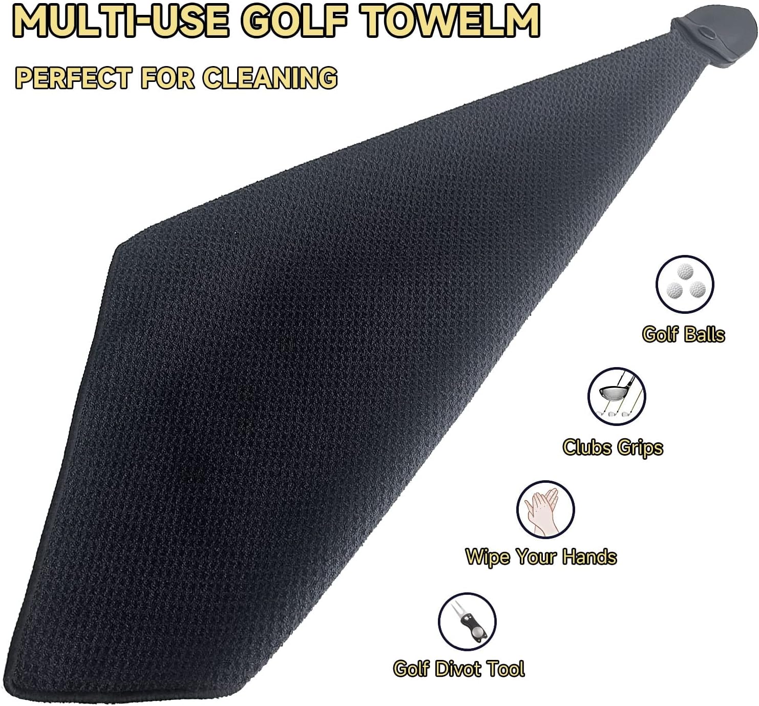 review VIVIDLY Magnetic Towel, Premium Microfiber Fabric Waffle Pattern Strong Magnet Golf Towel, for securely attaching Golf carts or Clubs, Great for Men's Golf Gifts (Black)