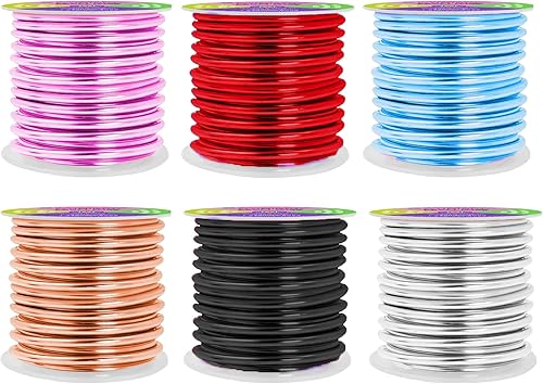 Vista 900 de Mandala Crafts Alambre de aluminio anodizado de calibre 8 para hacer joyas, alambre neutro flexible de color de 128 pies, flexible y flexible