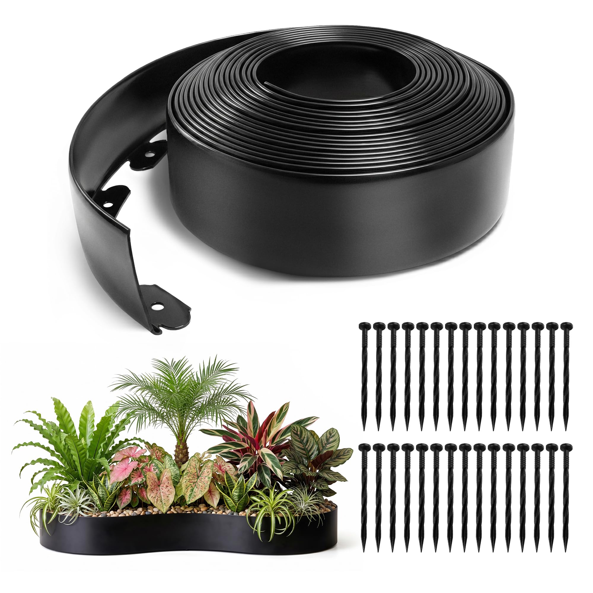 Asyusyu Garden Edging Border Plastic 10m x 10cm Edging Strip for Lawn