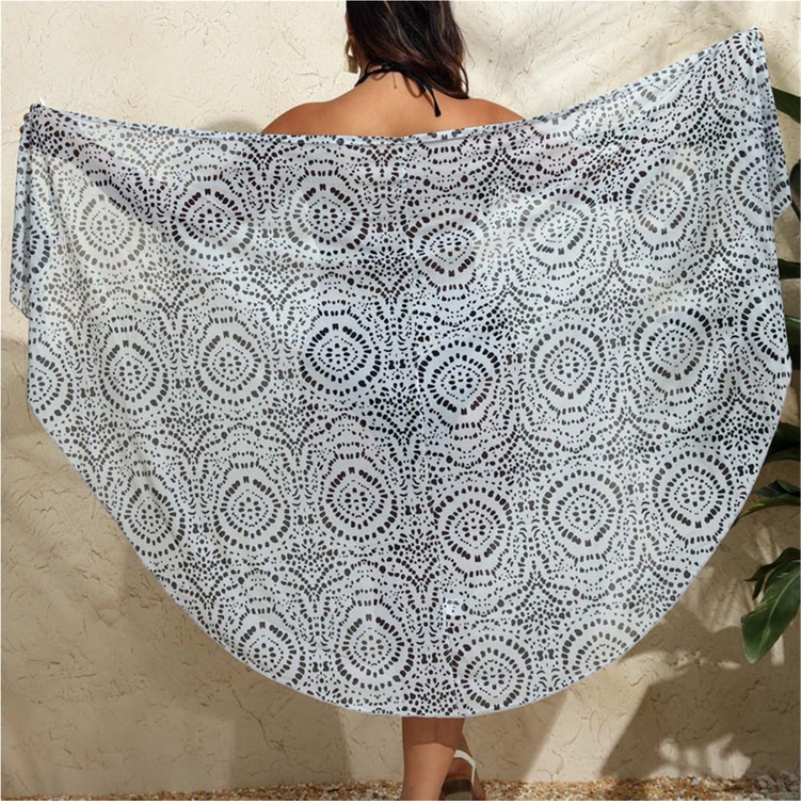 Prendas para cubrir el bañador, Bikini de poliéster con estampado suelto, túnica de playa de verano fluida L-3XL