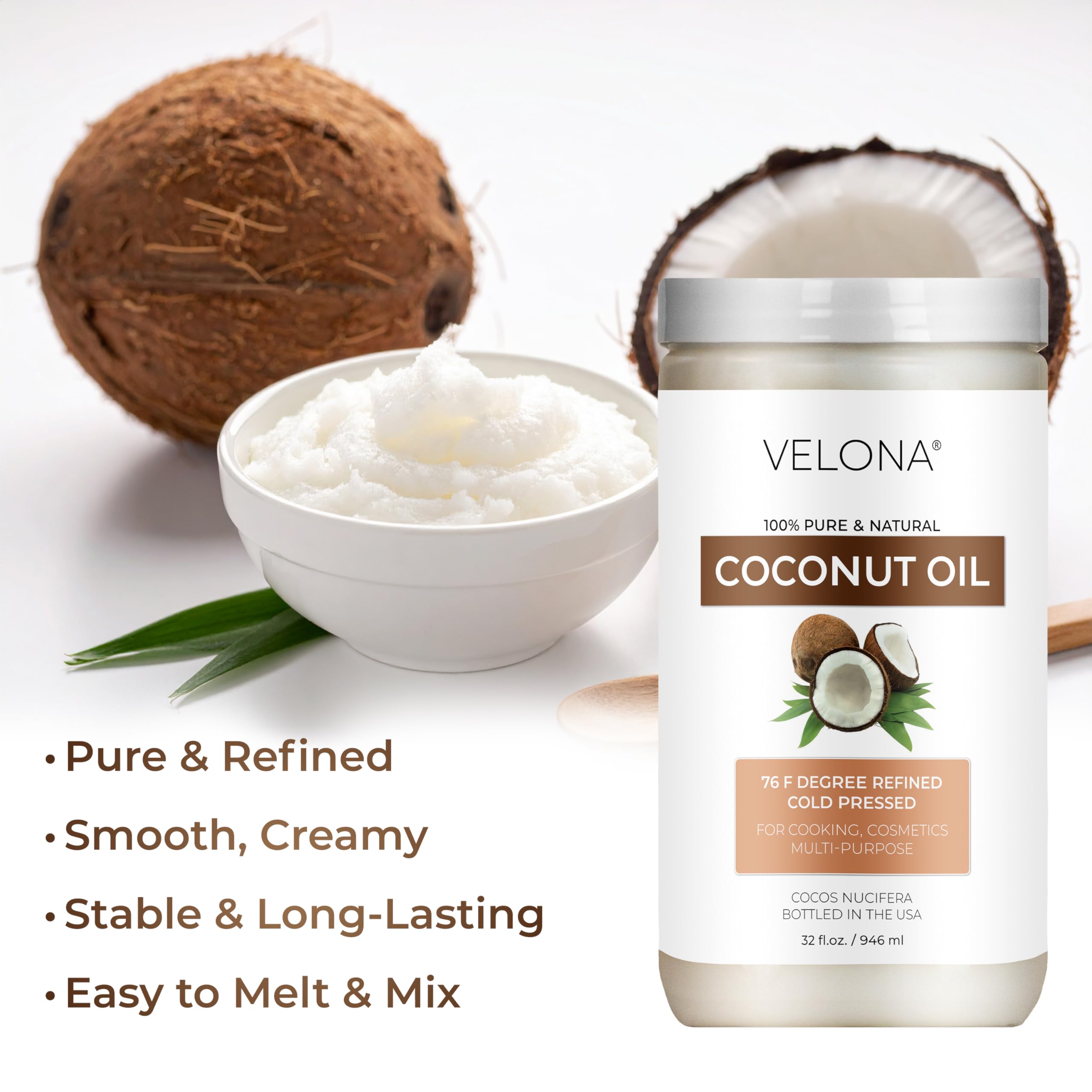 Amazon.com: velona Coconut Oil 76 Degree 32 fl oz | 100% Pure and