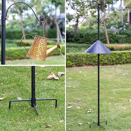 Miniatura 6 de Poste para pájaros de 92 pulgadas para jardín, postes alimentadores de pájaros con deflector a prueba de ardillas, 4 ganchos de pastor, soporte