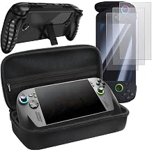 3 Sets Carrying Case Compatible with ASUS ROG Xbox Ally X/ROG Xbox Ally 2025, PU Carrying Case & Clear Silicone Protective Cover & 3 Pack Screen Protector Black