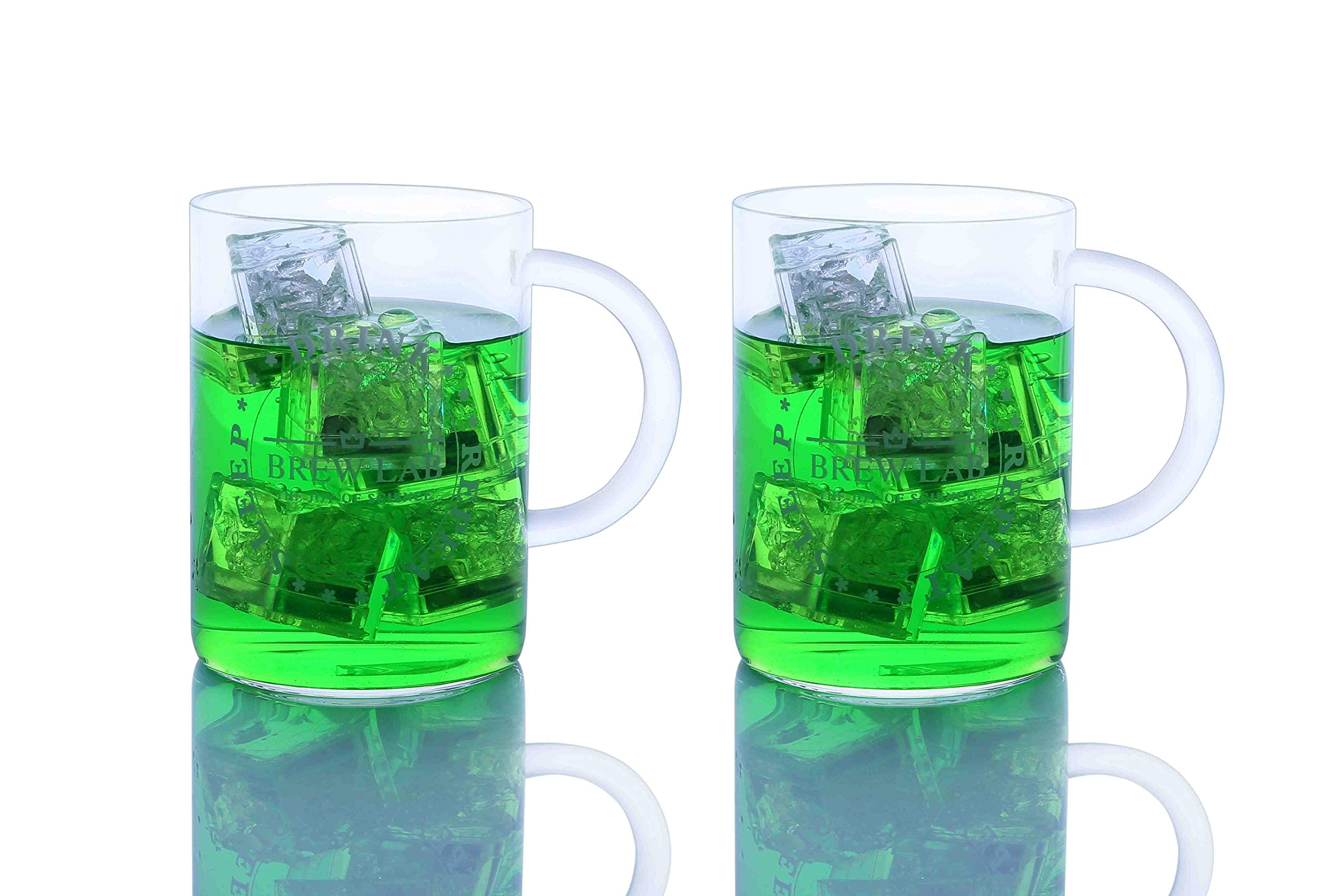 Brew Lab 250 ml Each Transparent Mug Microwave Safe | Glass Cup for Milk | Cappuccino Mugs with Handles | Espresso | Wine | Latte Multi-Purpose | Mug Set of 2