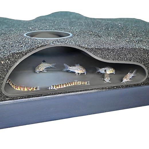 Aquarium Underground Tunnel Cave Natural Curve | Viewing Fish & Shrimp Under Gravel Tunnel | Fish Tank Decor Decoration Hideout Perfect for Corydora Catfish, Kuhli Loach, Clown Loach, Pleco