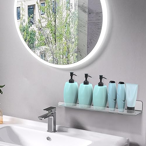 Miniatura 8 de Estante de ducha de 3 unidades, estantes de ducha transparentes de acrílico, organizador de ducha autoadhesivo transparente para almacenamiento de