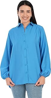 قميص كتان أساسية حديث بأكمام طويلة للنساء من كارينا