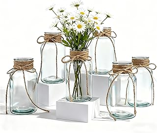 Vintage Glass Flower Vase，Vases for Farmhouse Wedding Centerpiece Cylind...