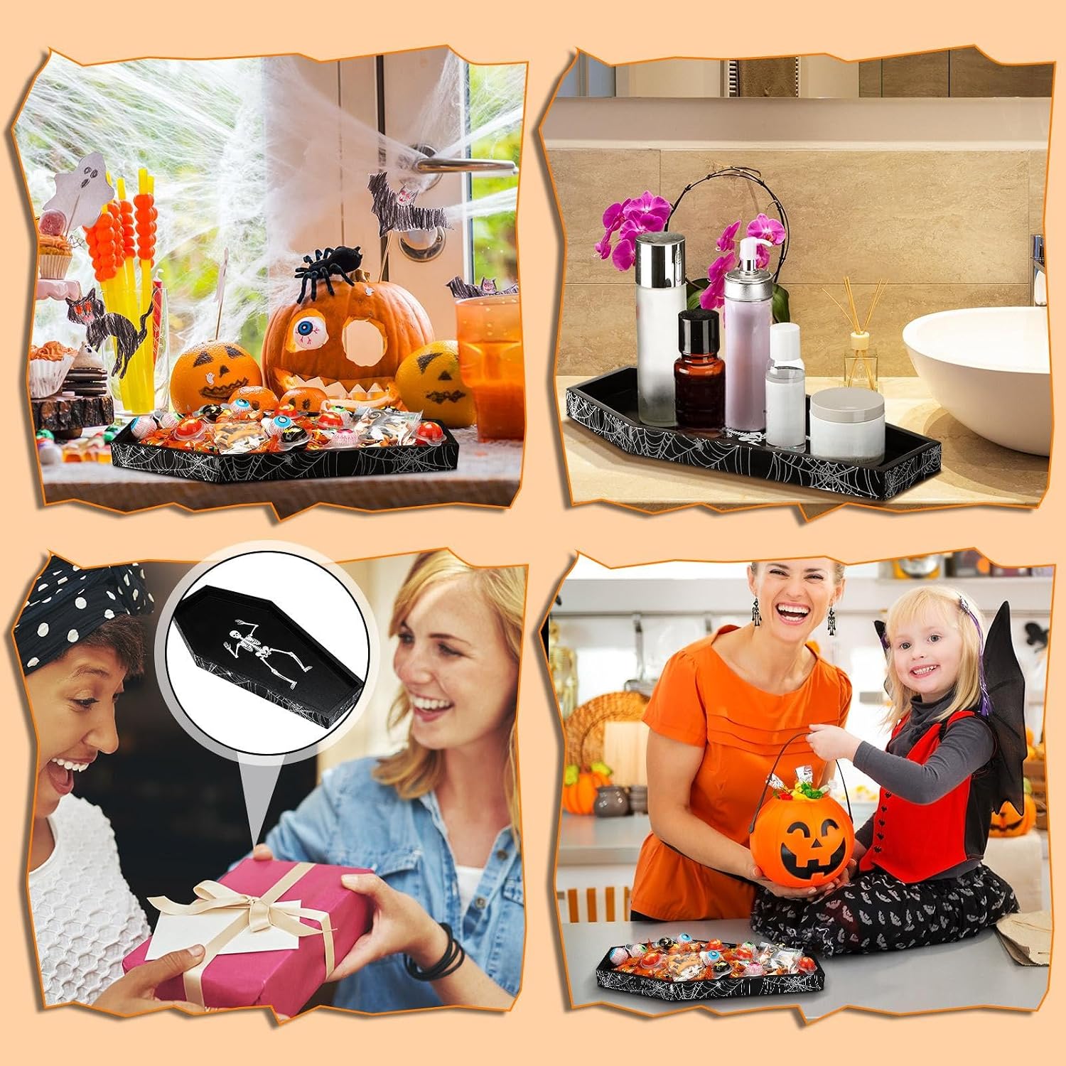 Teenyyou Halloween Coffin Charcuterie Board, Wood Coffin Serving Tray