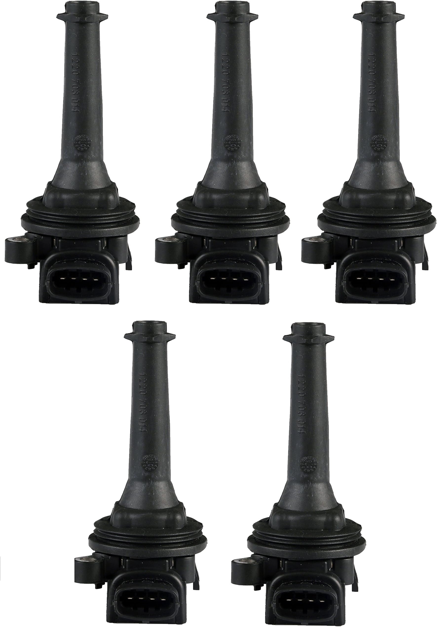 Set of 5 Ignition Coils Pack 5 Iridum Spark Plugs Compatible with Volvo C70 S60 S70