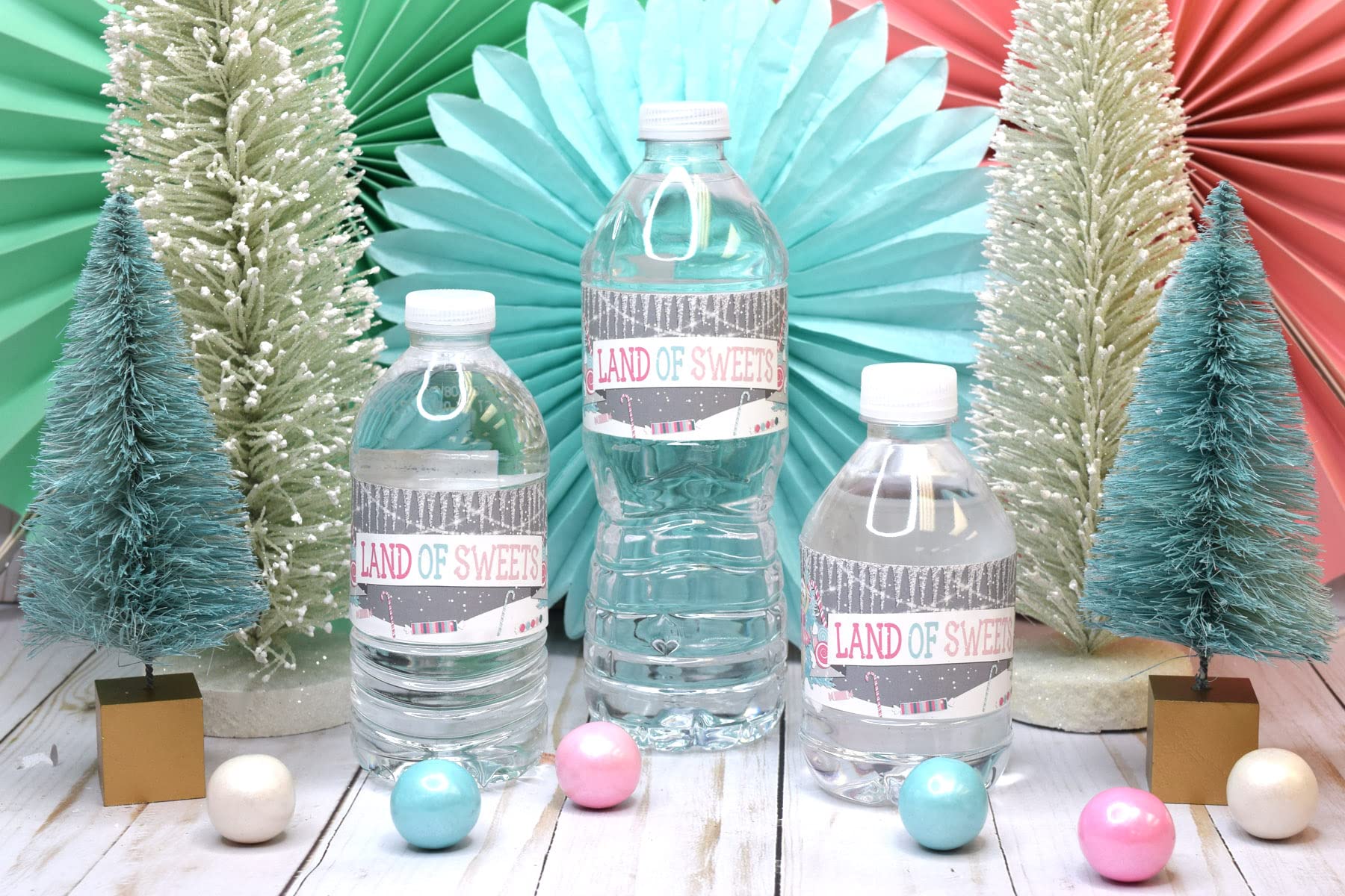 Nutcracker Land of Sweets Holiday Christmas Waterproof Water Bottle Sticker Wrappers, 20 1.75