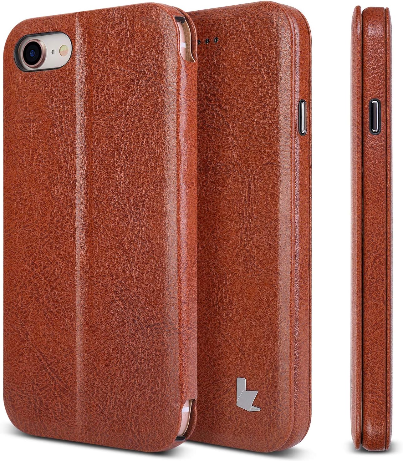 JISONCASE iPhone SE 2020 Case, iPhone 8 Case, iPhone 7 Case, Slim Folio Pu Leather Stand Case/Cover for Apple iPhone SE 2020/8/7 Magnetic Flip Folio Sleeve Case(Gift Boxed) Brown JS-IP8-02M20