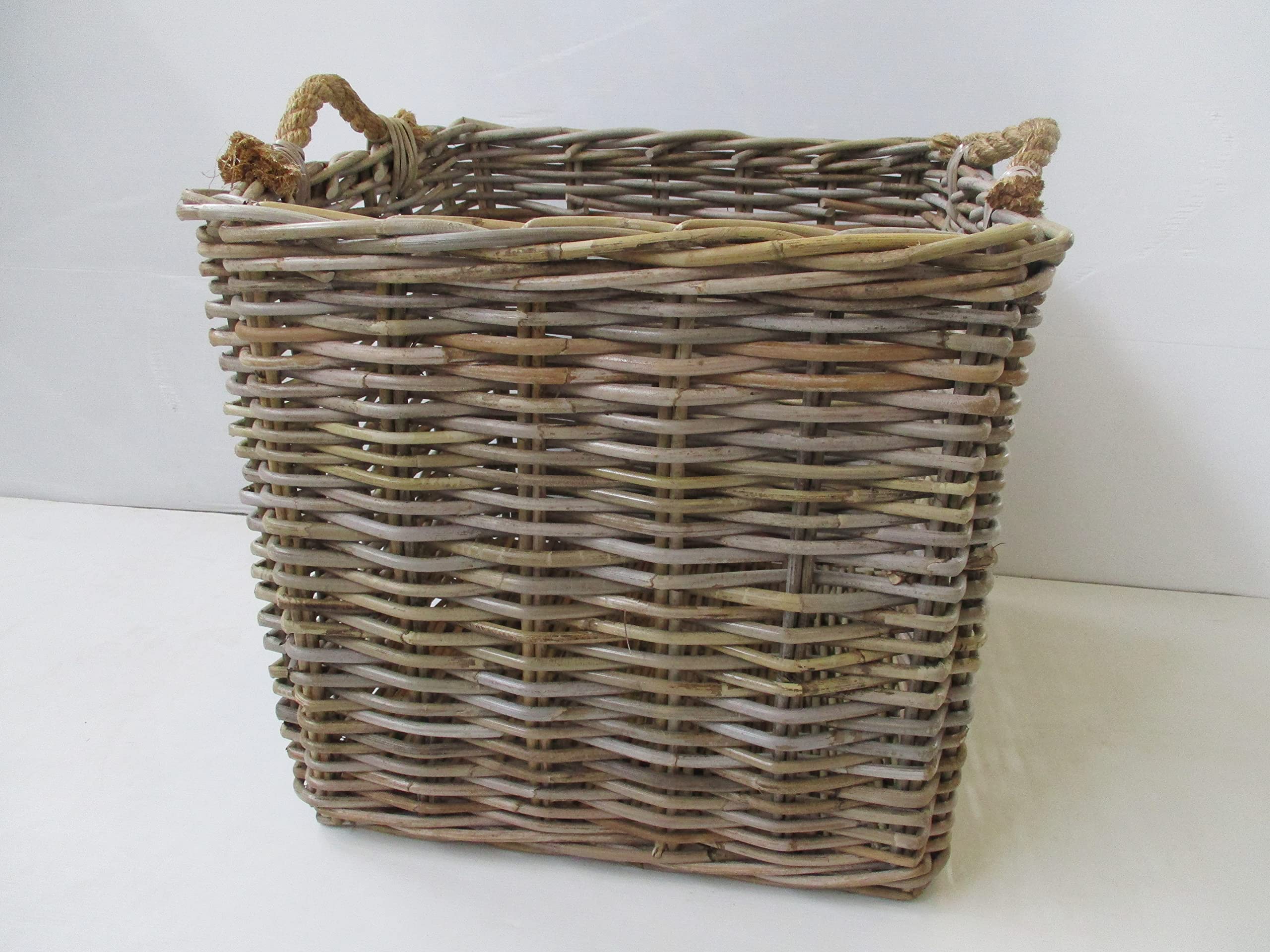 cesto porta legna vimini in giunco cm 51x51x47 h con manici cm 49 molto robusto porta biancheria pellet camino