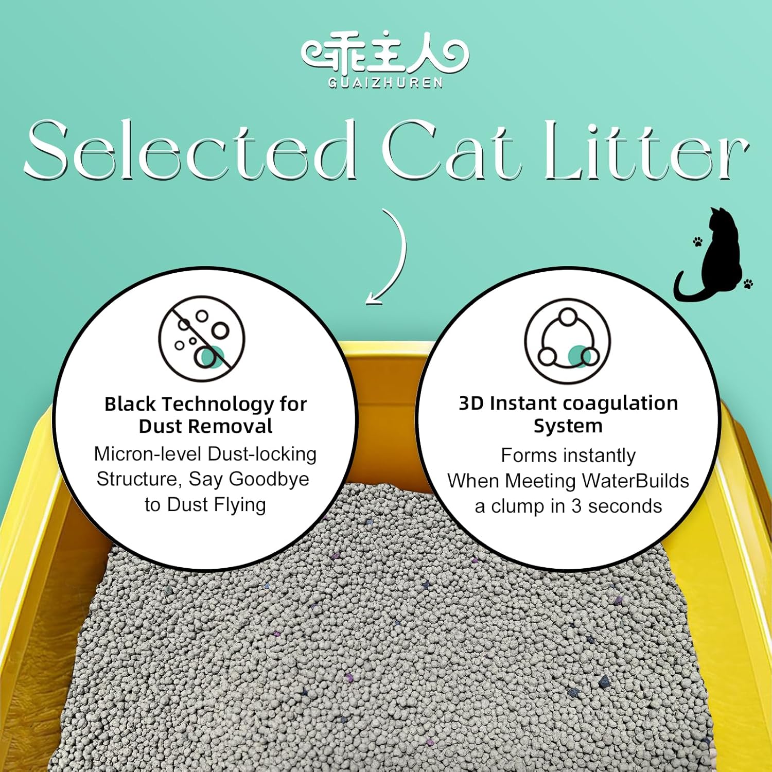 Natural Sodium Bentonite Clay Cat Litter | Dust-Free, Rapid Clumping, Ultra Absorbent, Odor Control, Low Tracking (11LBS)