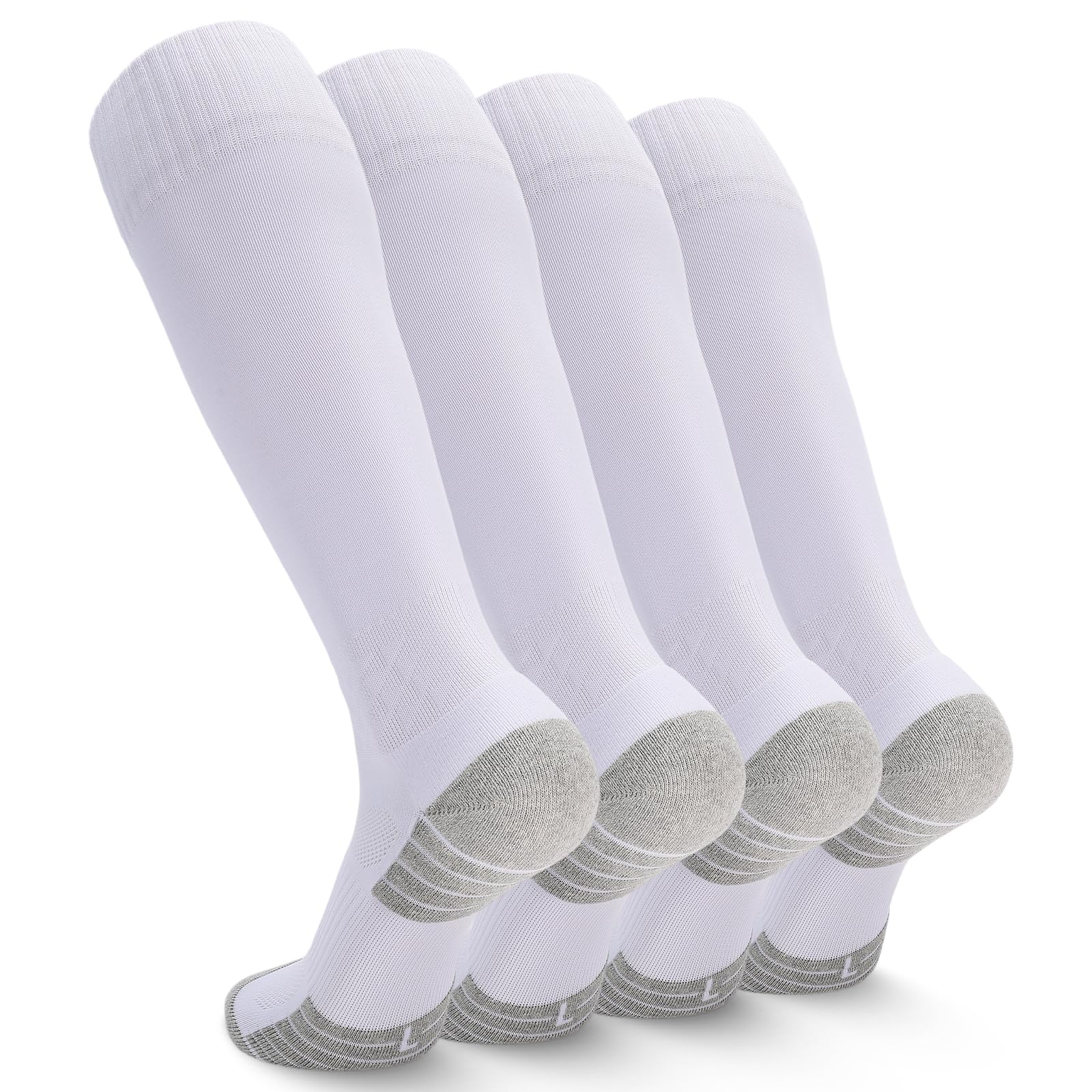 Ultrafun 4 Pairs Soccer Socks Men Youth Kids Cushioned Knee High Team Sports Football Socks