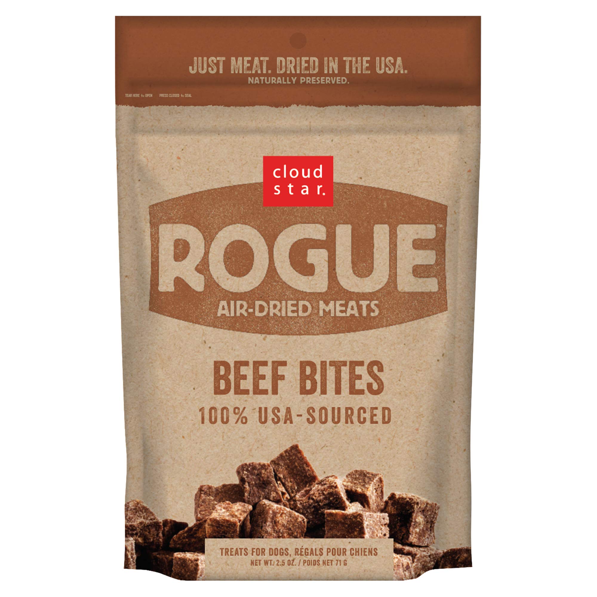 Rogue Air Dried Beef Bites Dog Treats 2.5 Oz Natural Crunchy Snack