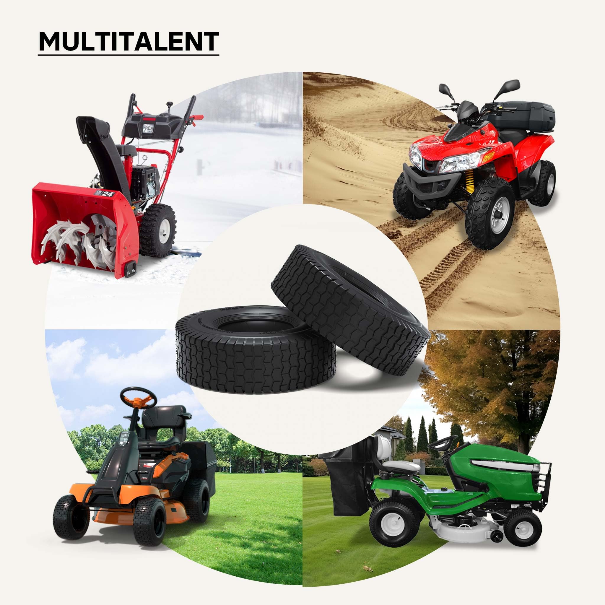 Wiltec Reifen 16x6.50-8 4PR Komplettrad für Aufsitzmäher Rasentraktor mit Schlauch