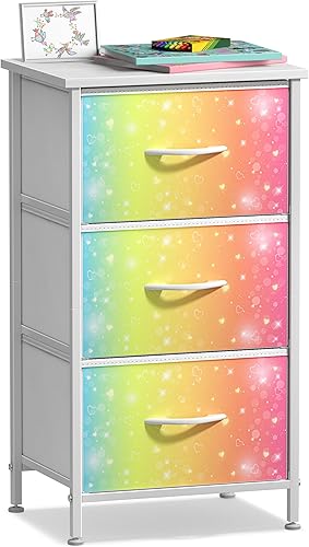 Miniatura 18 de Sorbus Cómoda para niños con 5 cajones, organizador de cofre de almacenamiento, mesita de noche, marco de acero, parte superior de madera,