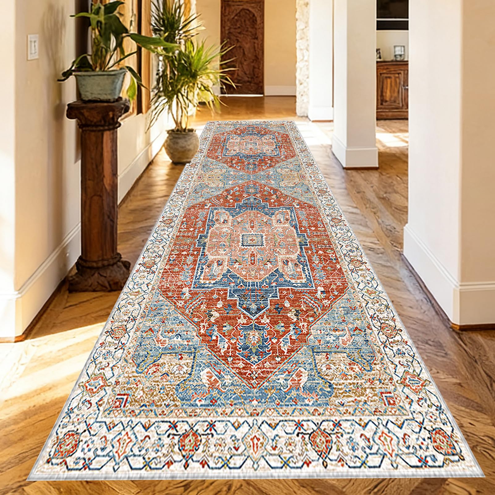 Washable Runner Rugs for Hallway Kitchen Carpet Runners Non Slip Hall Runner Rugs Long Hallway Rug Carpet Floor Mat for Hallway Entryway Laundry Room Living Room Area Rug Narrow Rugs 100 x 100 cm