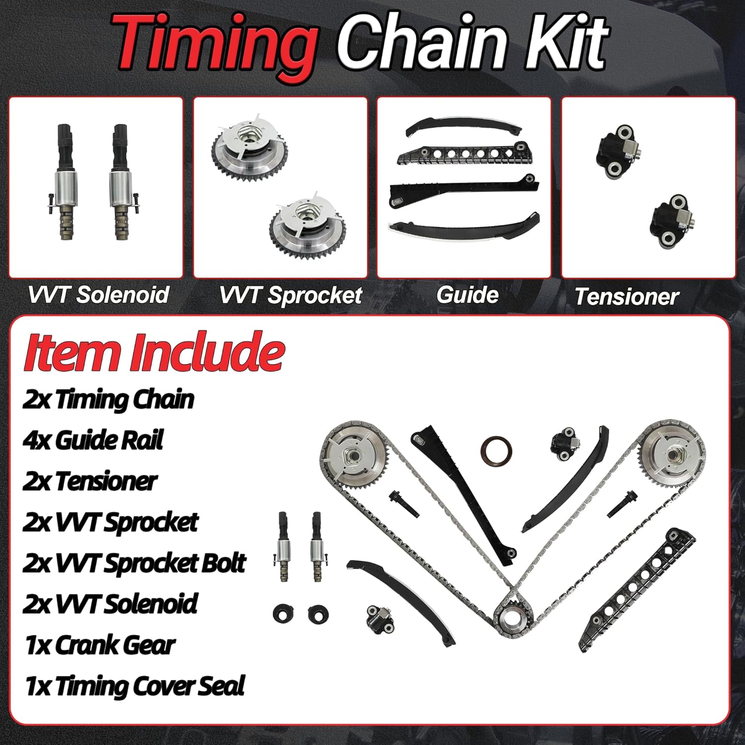 5.4 Timing Chain Kit with Oil Pump & Water Pump Fit For Ford Expedition F-150 F-250 F-350 Super Duty Lincoln Mark LT Navigator 5.4L 3V 2004-2013 Replace#TK4170 5L3Z6268A 3R2Z-6A257-DA