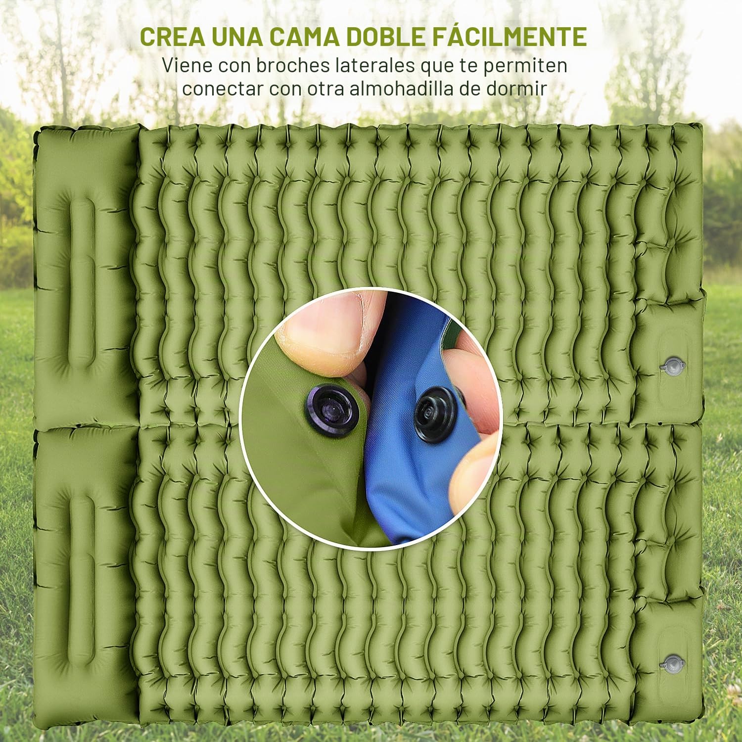FUN PAC Almohadilla de Dormir para Camping, Ultraligera con Almohada, Bomba de pie incorporada, Almohadillas de Dormir inflables compactas para Acampar, mochilero, Senderismo, Tienda de Viaje