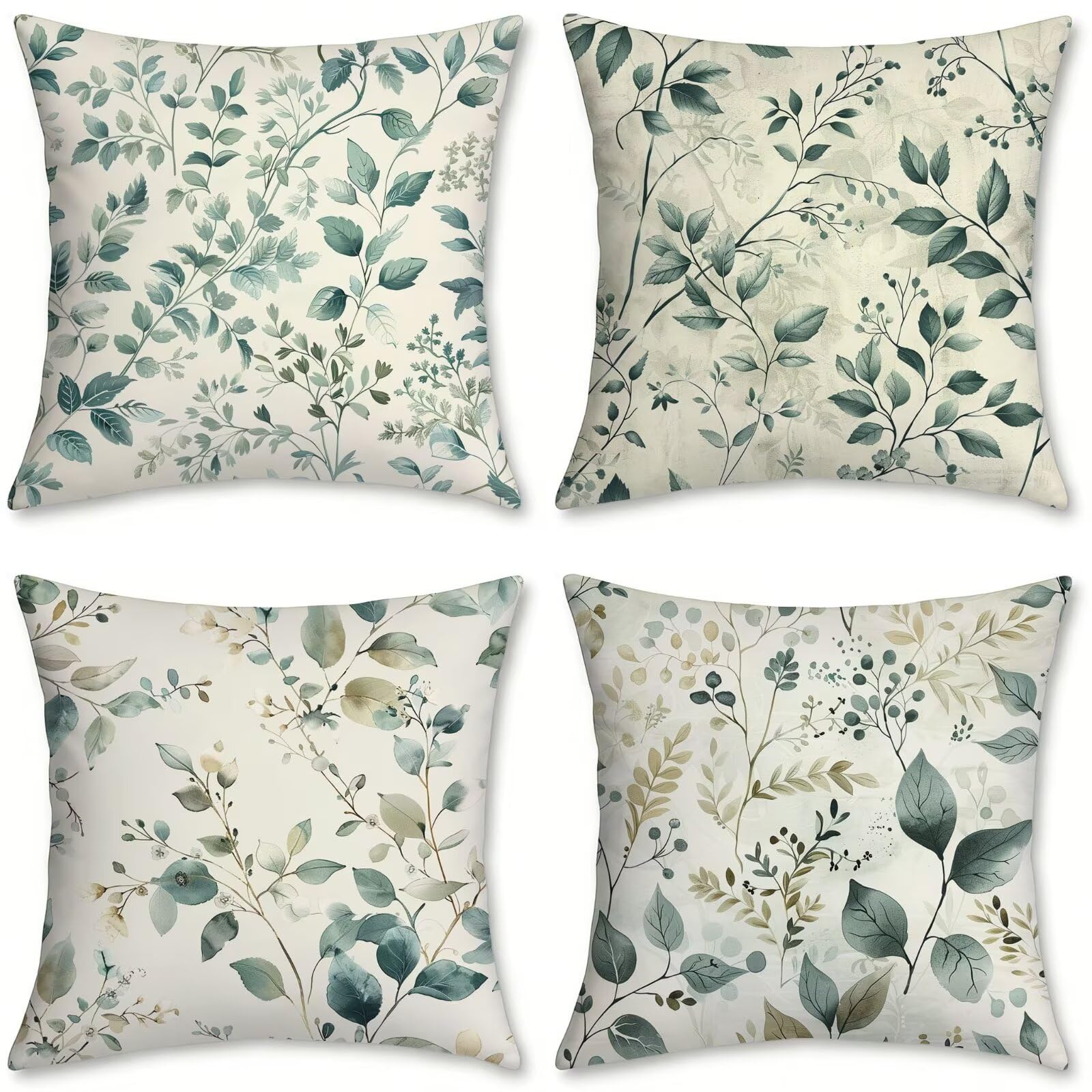 Coussin en lin vert sauge 60x60cm de qualité supérieure lot de 4