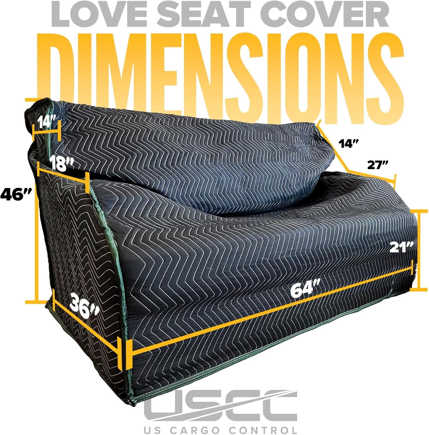 US Cargo Control Quilted Loveseat Covers 64" x 46" (6-Pack), Couch Cover for Moving and Storage, Cotton/Polyester Quilted Furniture Pads for Moving, Storing, and Deliveries, Reusable