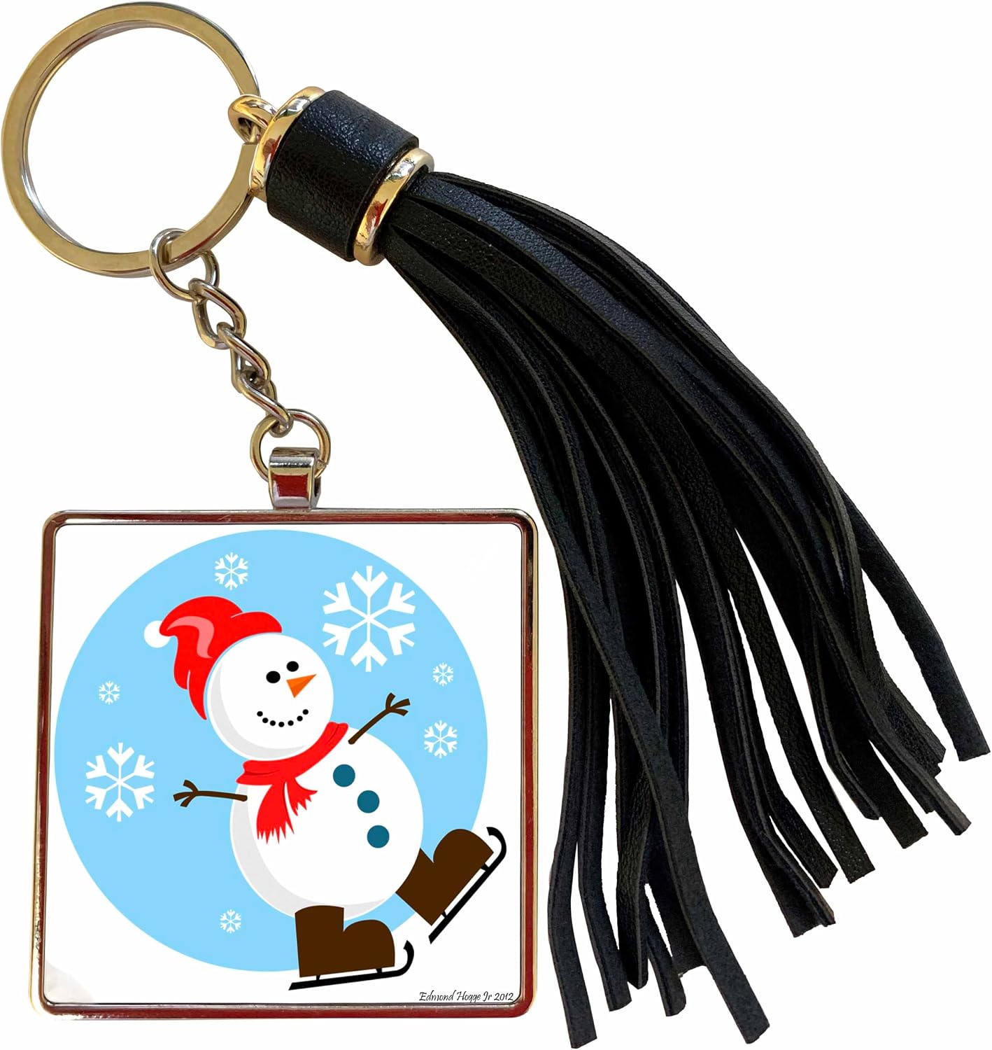 3dRose Ice Skating Snowman Tassel Key Chain