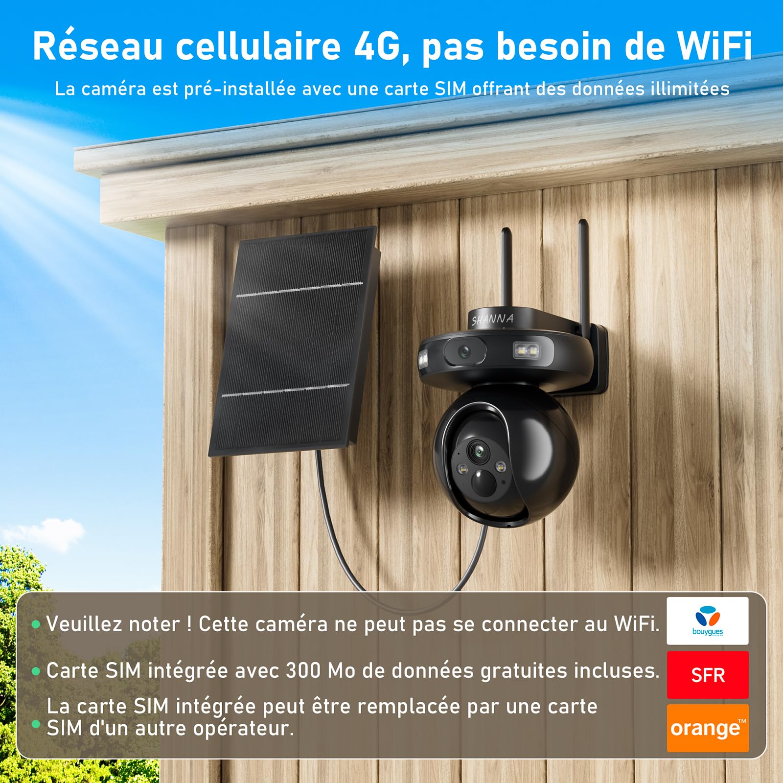 4G LTE Camera de Surveillance Sans Internet,2K+2K Double Caméra 4G Autonome,Camera 4G Solaire Exterieur avec Batterie 15600mAh,Détection de Mouvement,Vision Nocturne Couleur,Suivi Automatique,IP66
