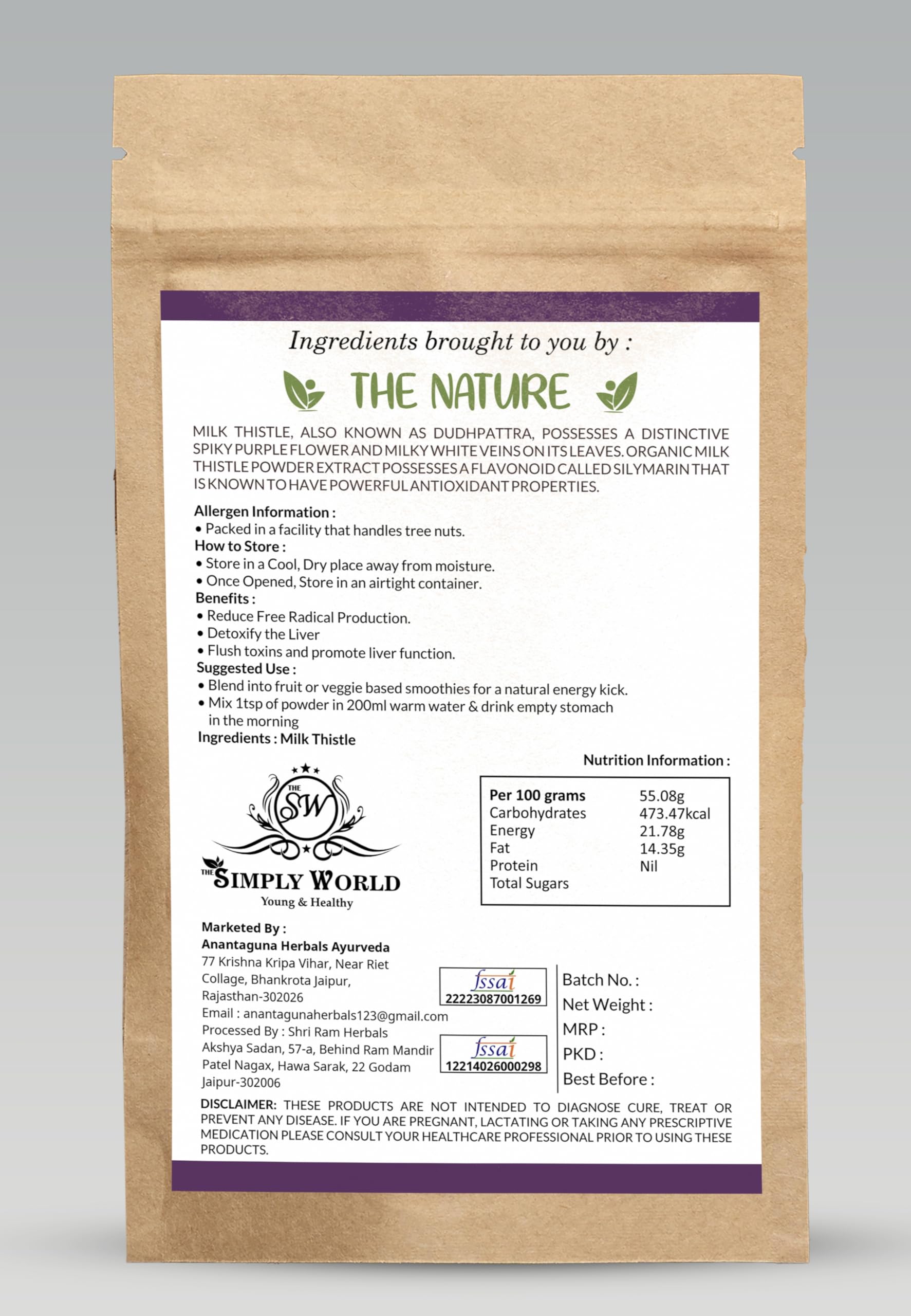 Pure & Natural Milk Thistle Seeds Powder(100 GM) for Boosting Liver Health and Lowering Cholesterol | Wellness Drink — Amazon image 2