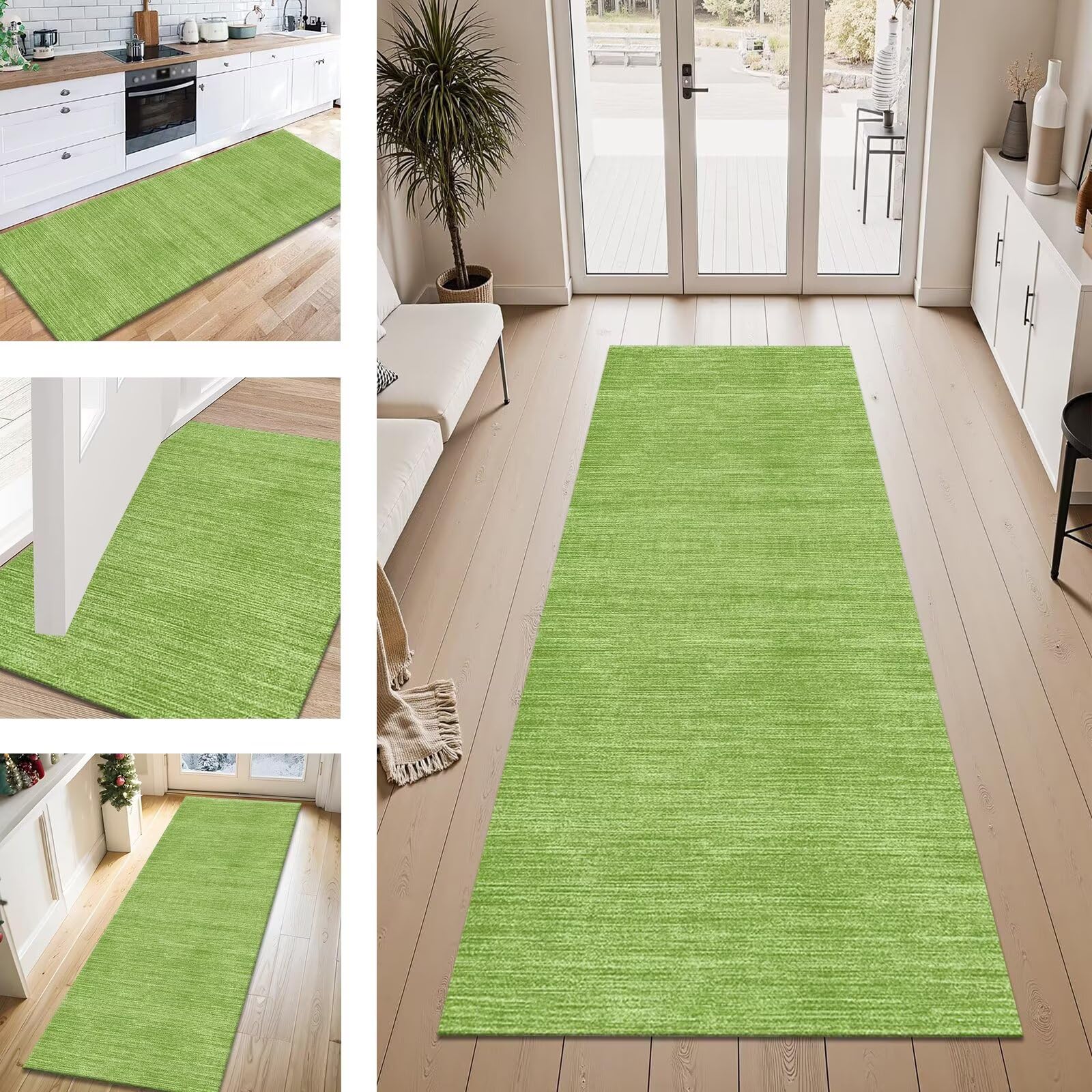 Tapis de couloir cuisine et salon vert abstrait 40x400