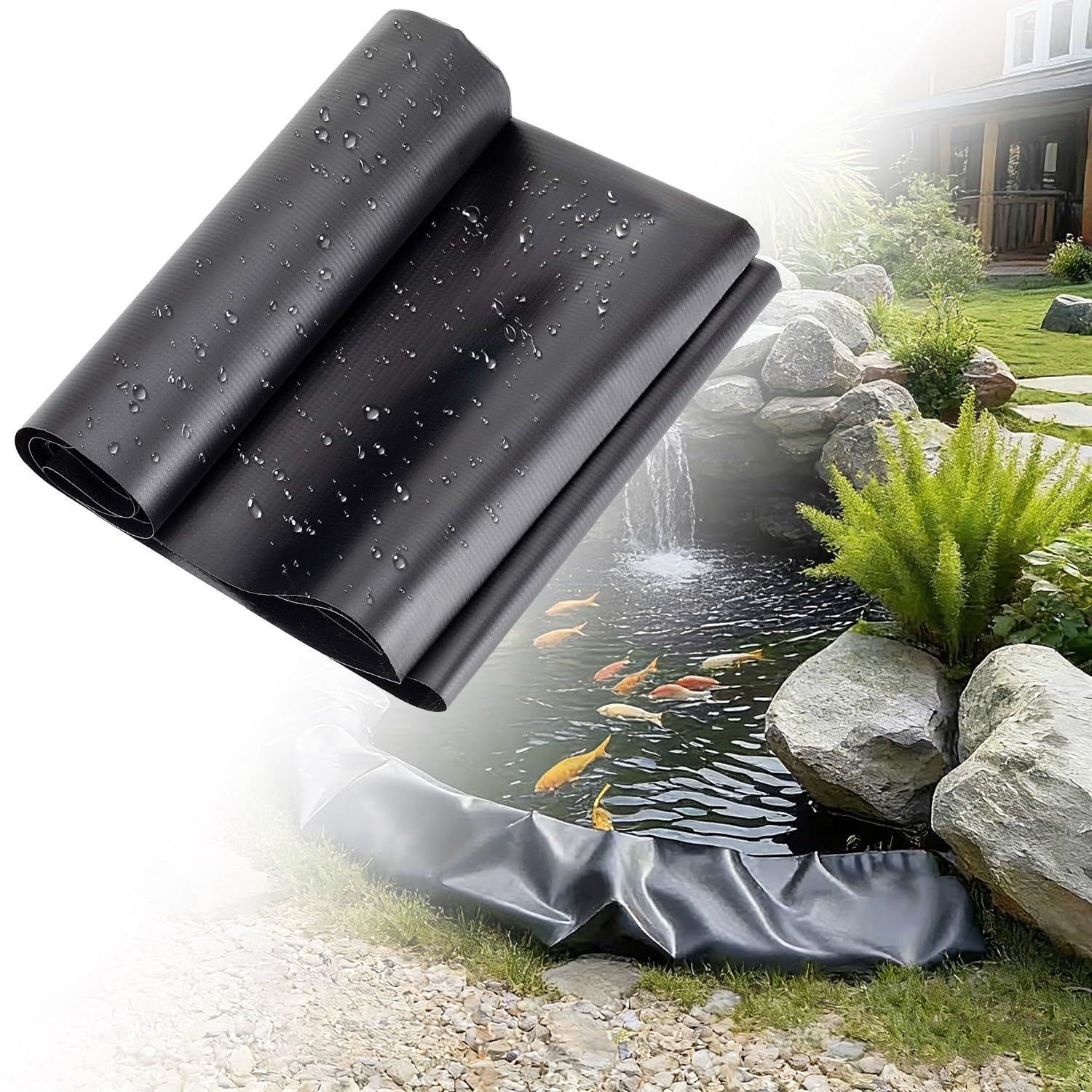 Bâche de bassin noir pour créer une cascade ou une fontaine de jardin