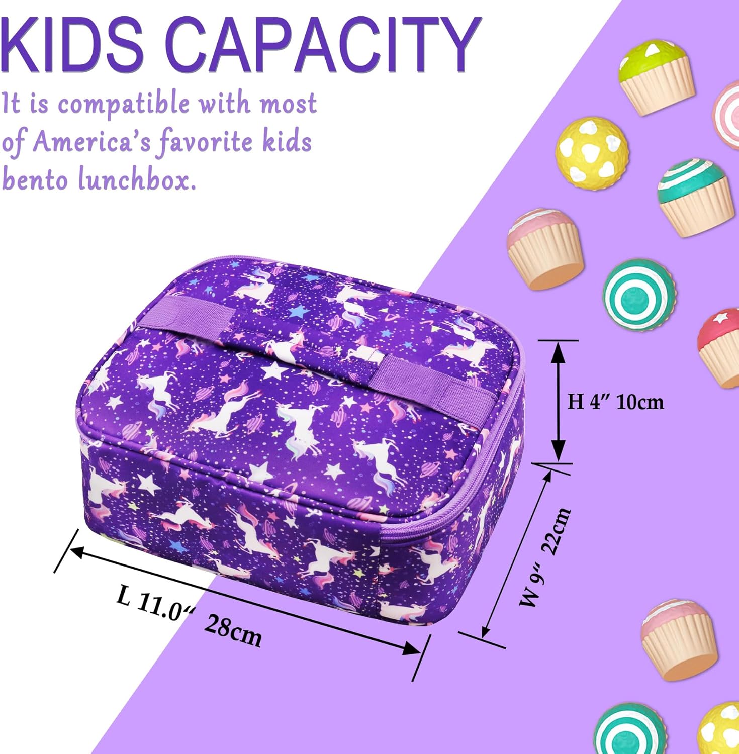 FunnyGifts Unicorn Lunch Box for Girls Toddler Insulated Lunch Bag For Back to School Reusable Freezable Small Cooler Bag Snack Bag for Elementary Kindergarten Primary School - Image 2