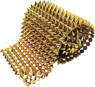 1 Yard Spike Stud Trim Roll - Plastic Cone Rivets Flatback Sew Stitch/Glue on for DIY Punk Gothic Rivet Decoration (Gold)