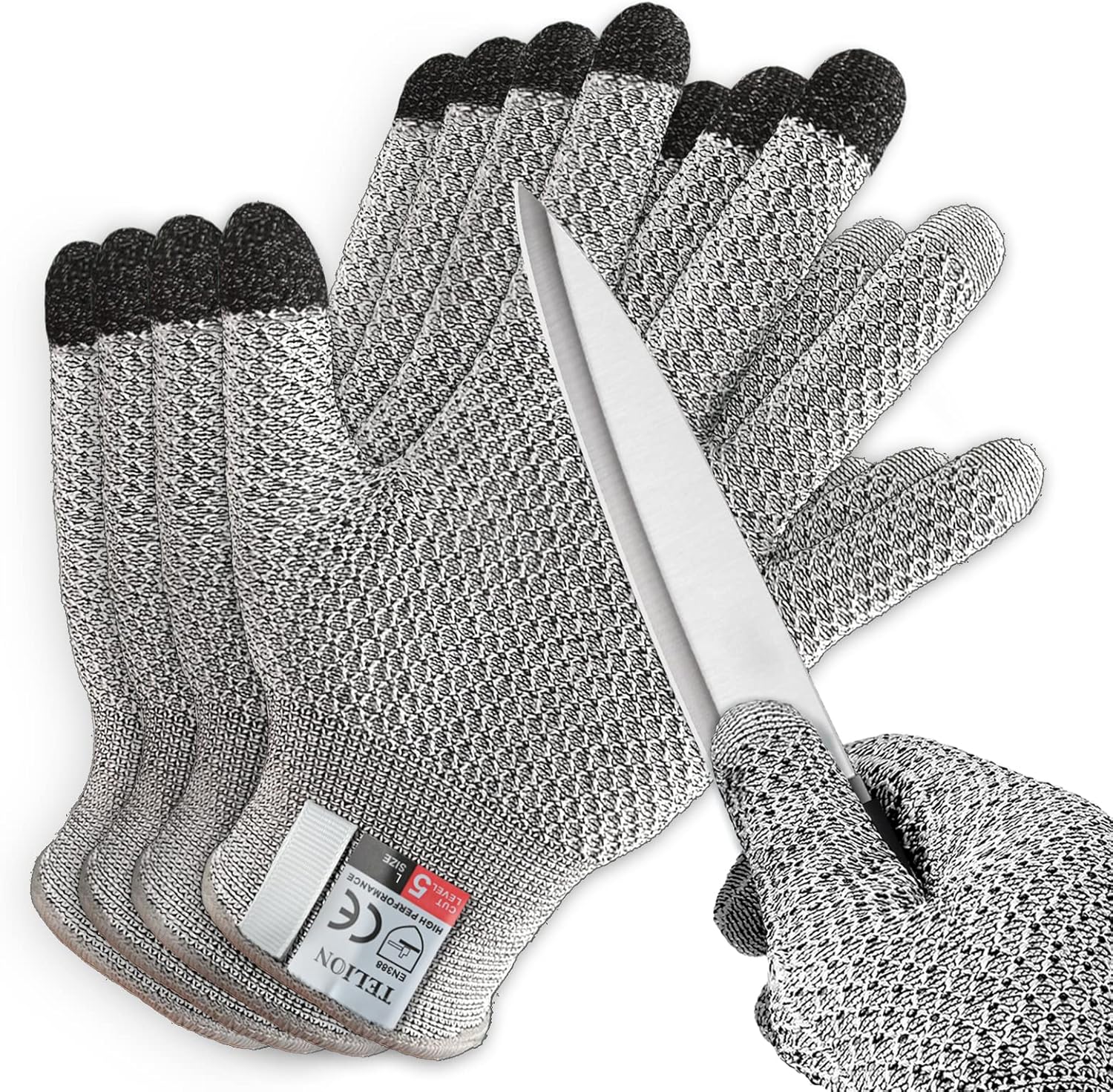 TELION Cut Resistant Gloves, EN388 Level 5 Cut Resistant Gloves, No Cut