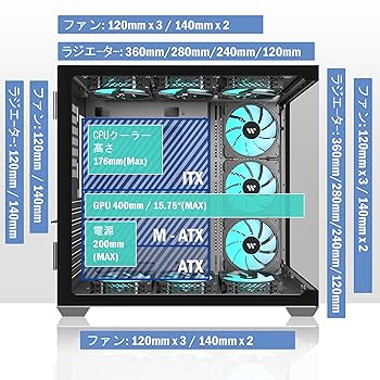 Amazon.co.jp: KEDIERS H9 pcケース ミドルタワー ATX 9 PWM
