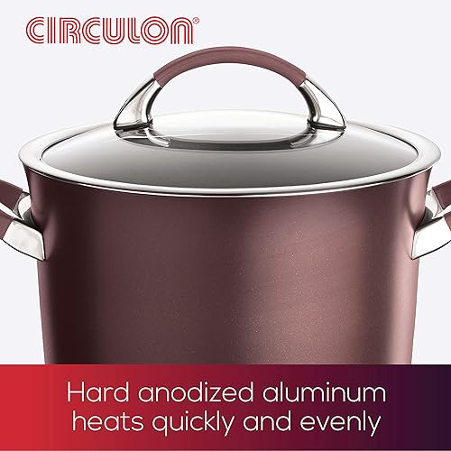 Miniatura 8 de Circulon Symmetry - Juego de ollas y sartenes antiadherentes anodizadas duras, 4 piezas, color negro