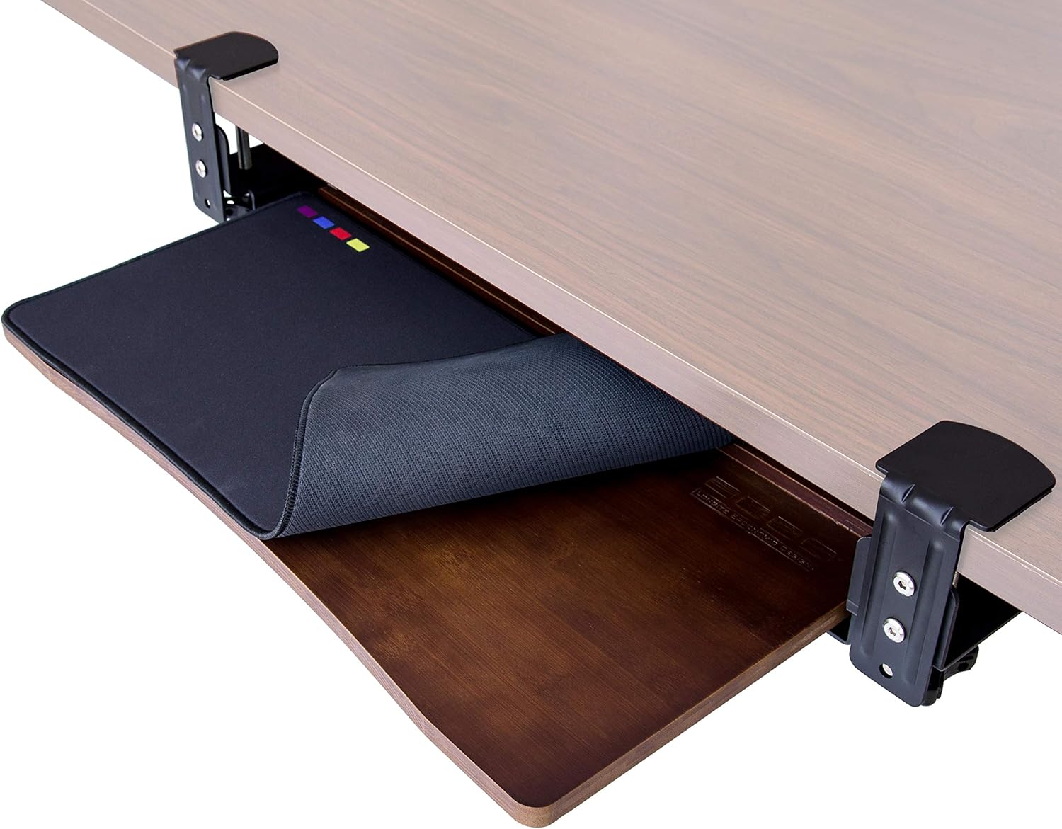Easy Clamp On Medium Keyboard Tray Under Desk – Bamboo Wood Keyboard Drawer with Full Size Keyboard and Mouse Pad, Original Wood, Medium : Office Products