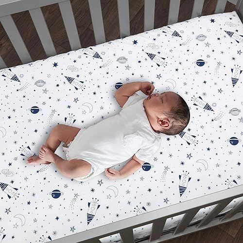 Miniatura 5 de Lambs & Ivy Sky Rocket - Juego de ropa de cama para cuna de bebé, 5 piezas, galaxia azul y espacio