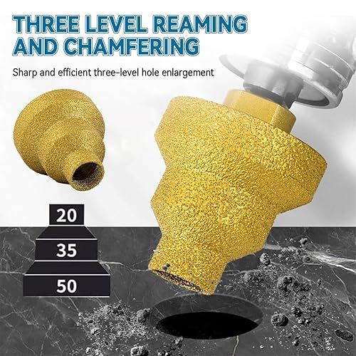 Miniatura 5 de Juego de 2 brocas escalonadas de diamante con rosca M10, diseño de pagoda escalonada de 0.78 a 1.79 pulgadas, ideal para metal, hormigón, azulejos y