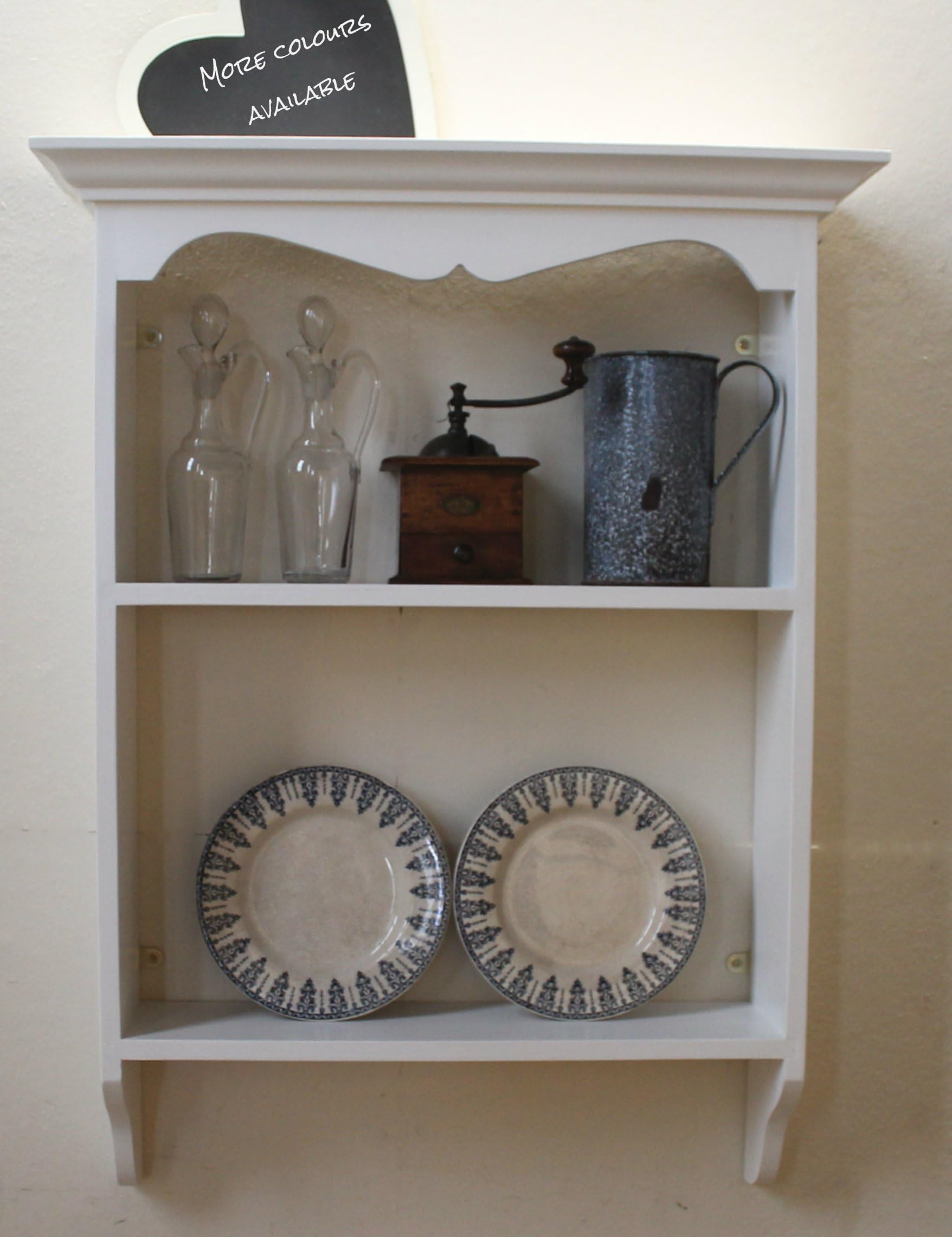 Kitchen Wall Cabinet Antique Style Wooden Dresser Dining Room Traditional Wall Hanging Shelving Display Unit White Painted Bookshelf Vintage French Style Open Shelving 5 sizes