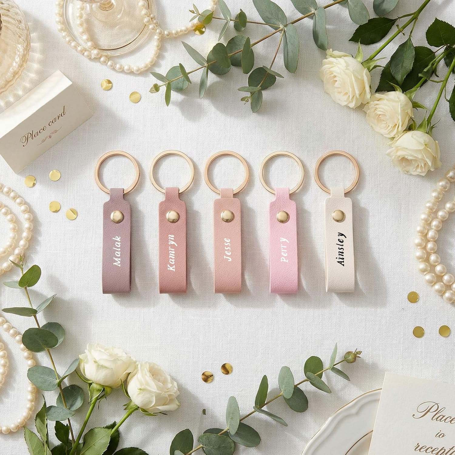 PU Leather Keychain Blanks Bulk Laser Engraving Blanks Keychain Kit with Key Rings for DIY Key Chains Craft